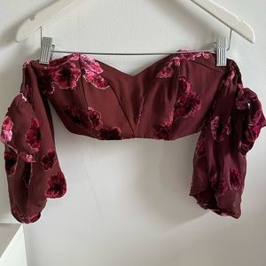 For Love & Lemons Sophie Velvet Floral Top
